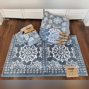 Wrangler Blue Bandana Bath Towel Set With Bath Rug